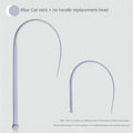 Simulated mouse tail cat toy with blue silicone tail and cat head design handle