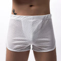 Men's cotton three-point boxer shorts in mid-waist design on a white background