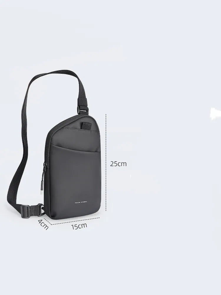 Men's black Oxford cloth crossbody bag with simple design and wear-resistant construction