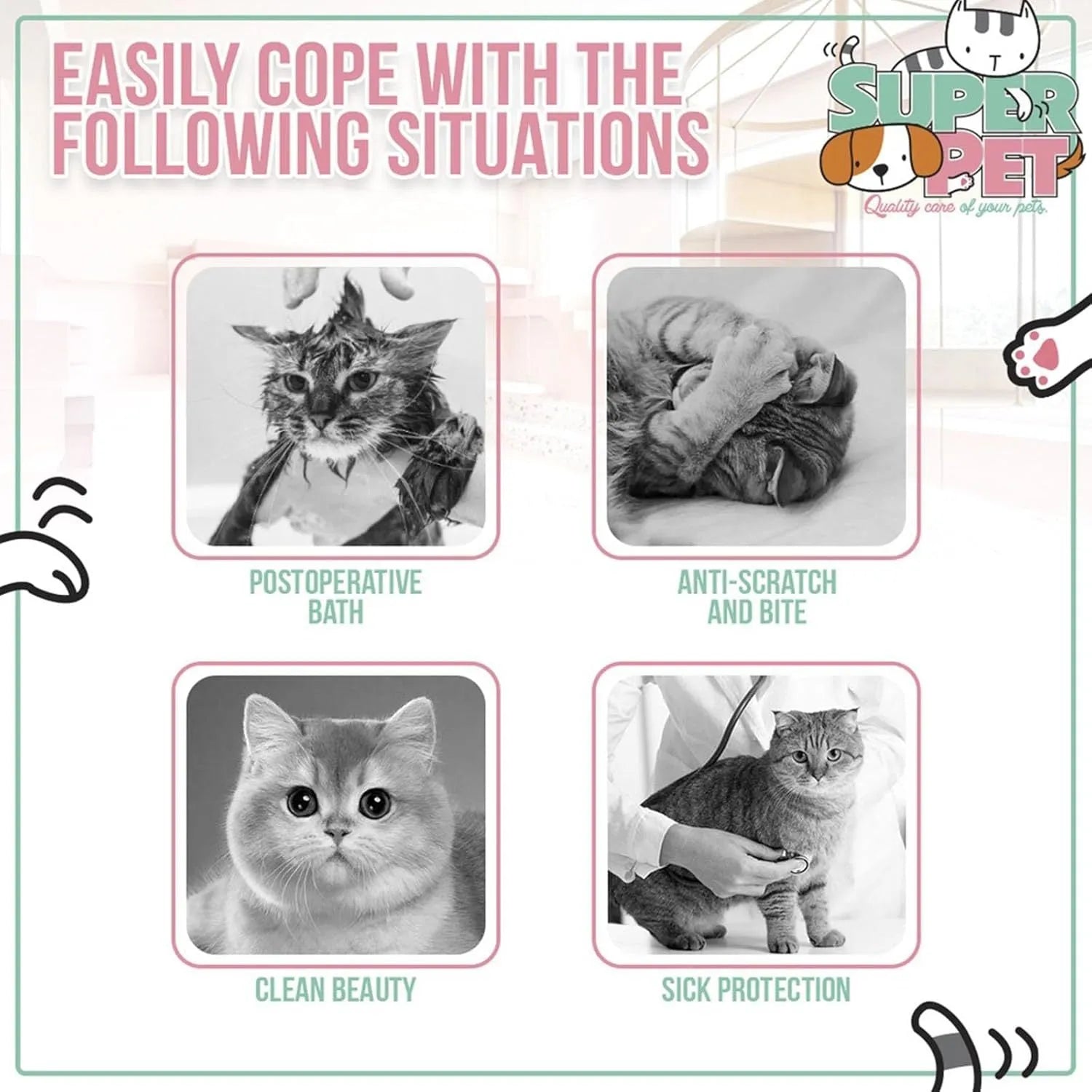 Soft cat cone collar with bee design and adjustable Velcro closure for pet recovery