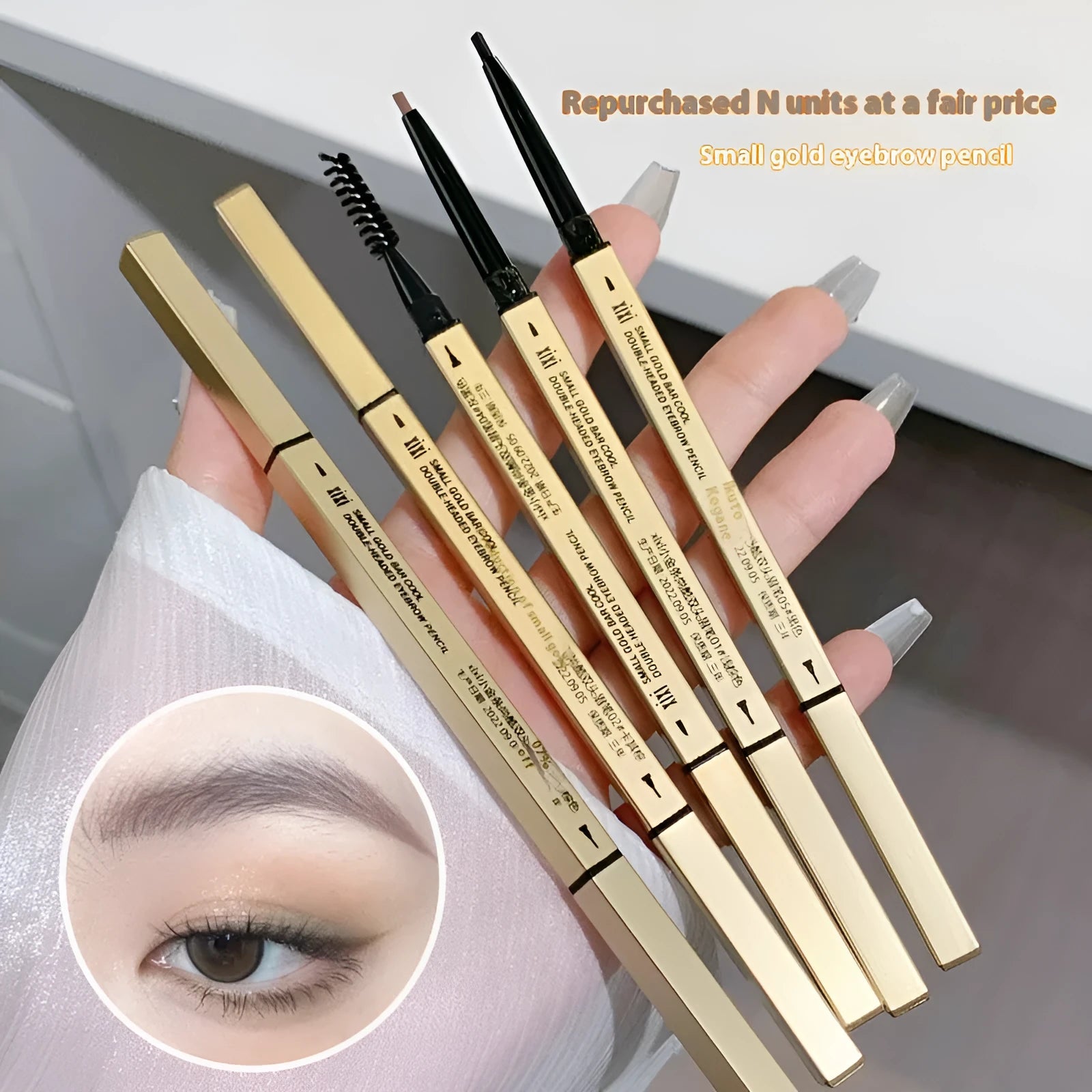 Ultra-fine discoloration resistant eyebrow pencil in five colour shades