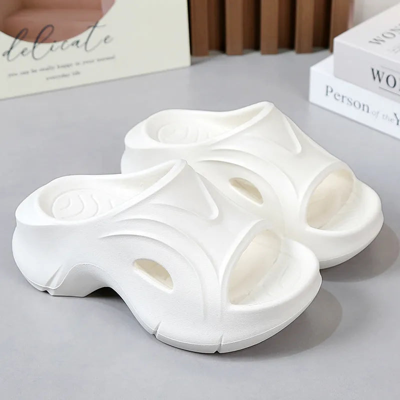Women's EVA slippers with thick sole in black, rose red or white colours for beach and summer outdoor wear