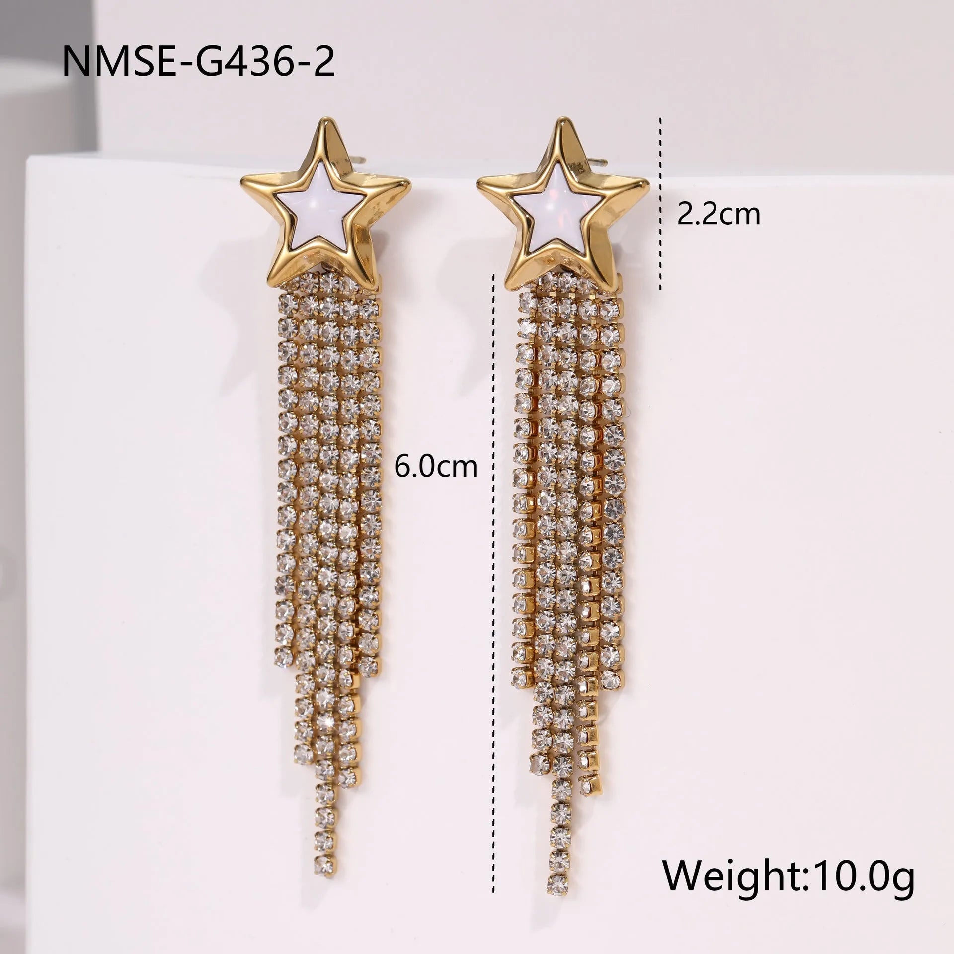 Diamond tassel love stainless steel earrings with 18K gold electroplating and geometric heart star designs