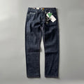Men's straight leg denim trousers in primary colour with classic five-pocket styling