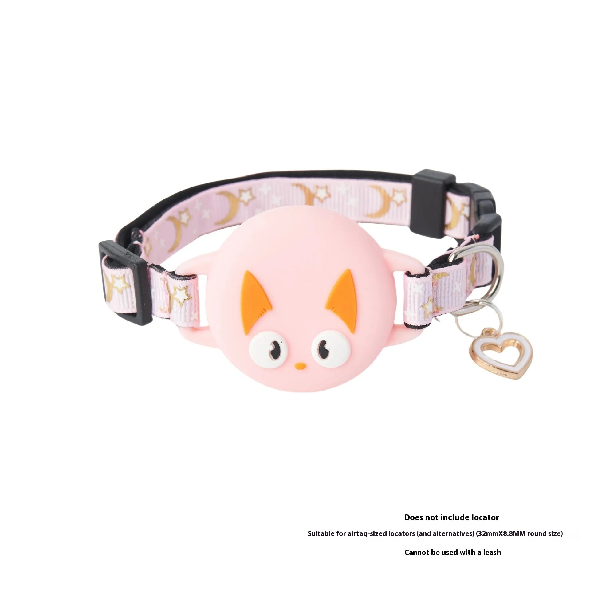 Plastic Apple AirTag protective case for attaching to a cat collar, shown in pink colour.