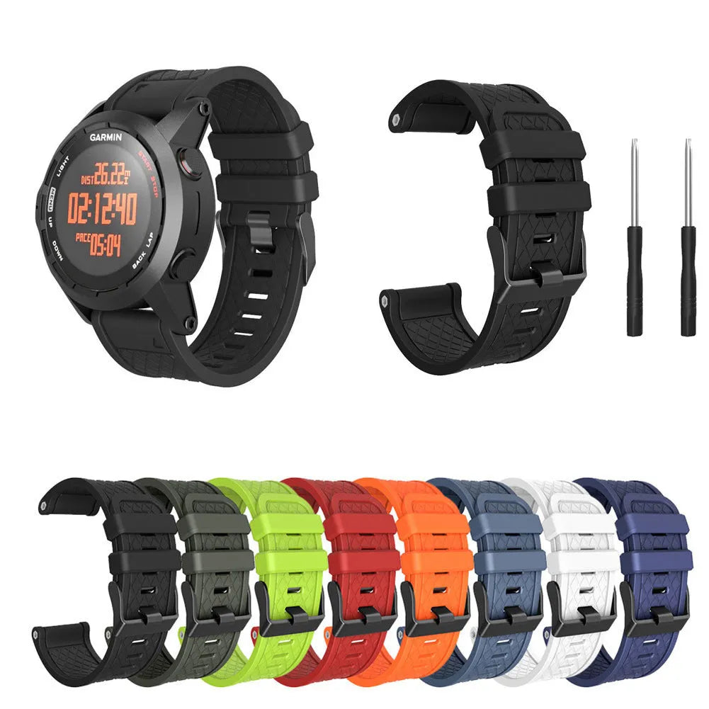 Jiaming 26mm silicone watch strap with stainless steel watch-button in multiple colour options