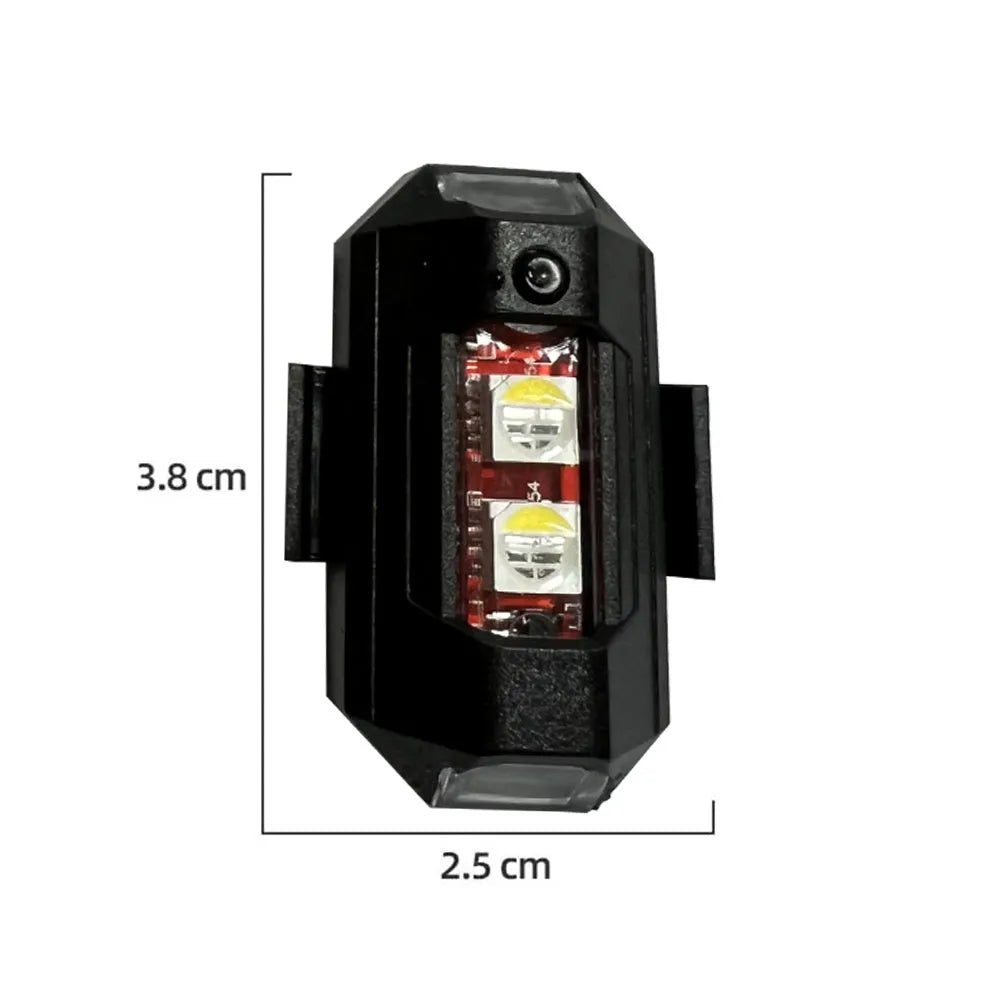 Drone signal light with 7-colour LED strobe, universal mounting accessories, and Type-C charging cable