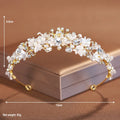 Pearl crown headdress hair accessory for women with electroplated gold finish and European-American style design