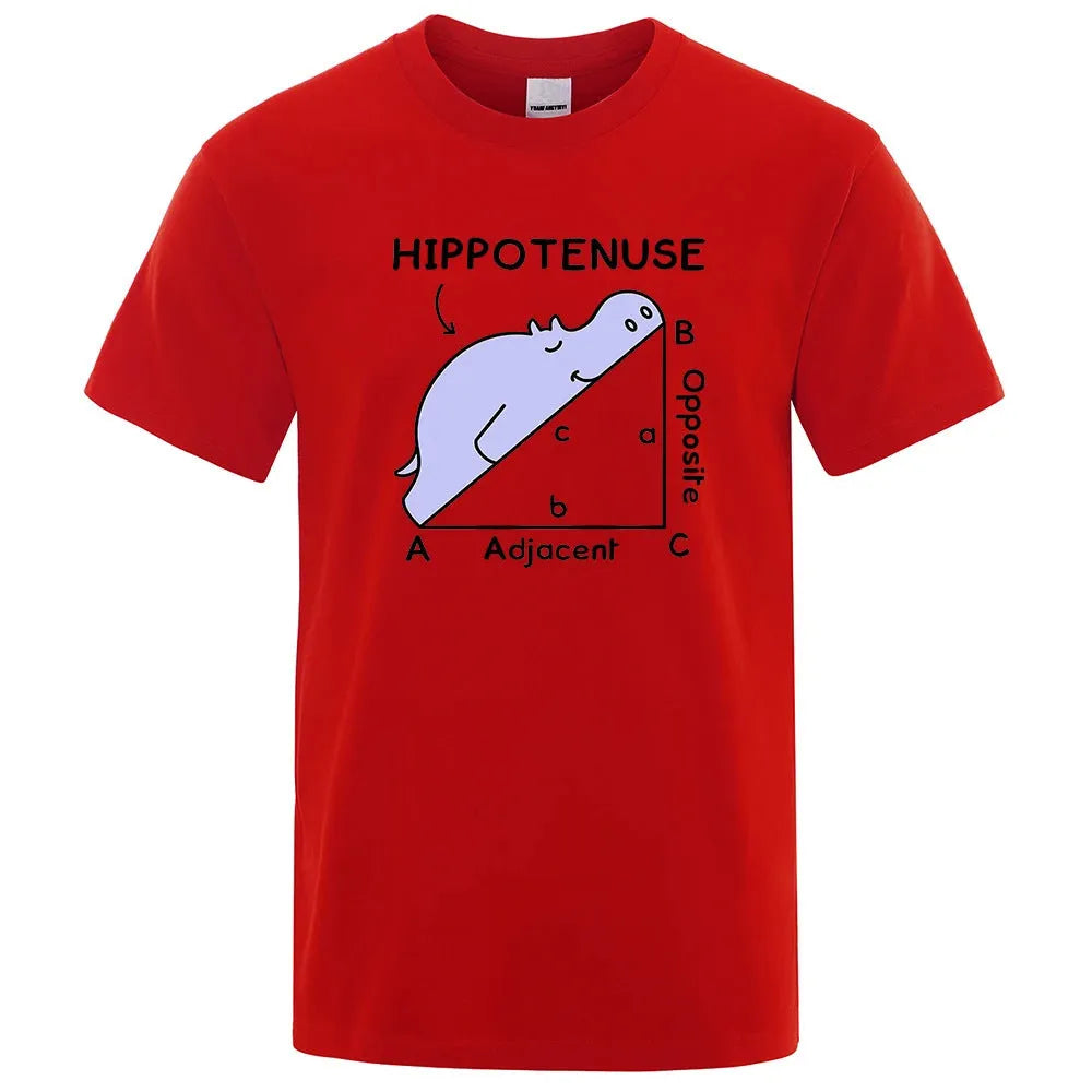 Hippotenuse Opposite Adjacent funny printed cotton T-shirt in loose fit with regular short sleeves