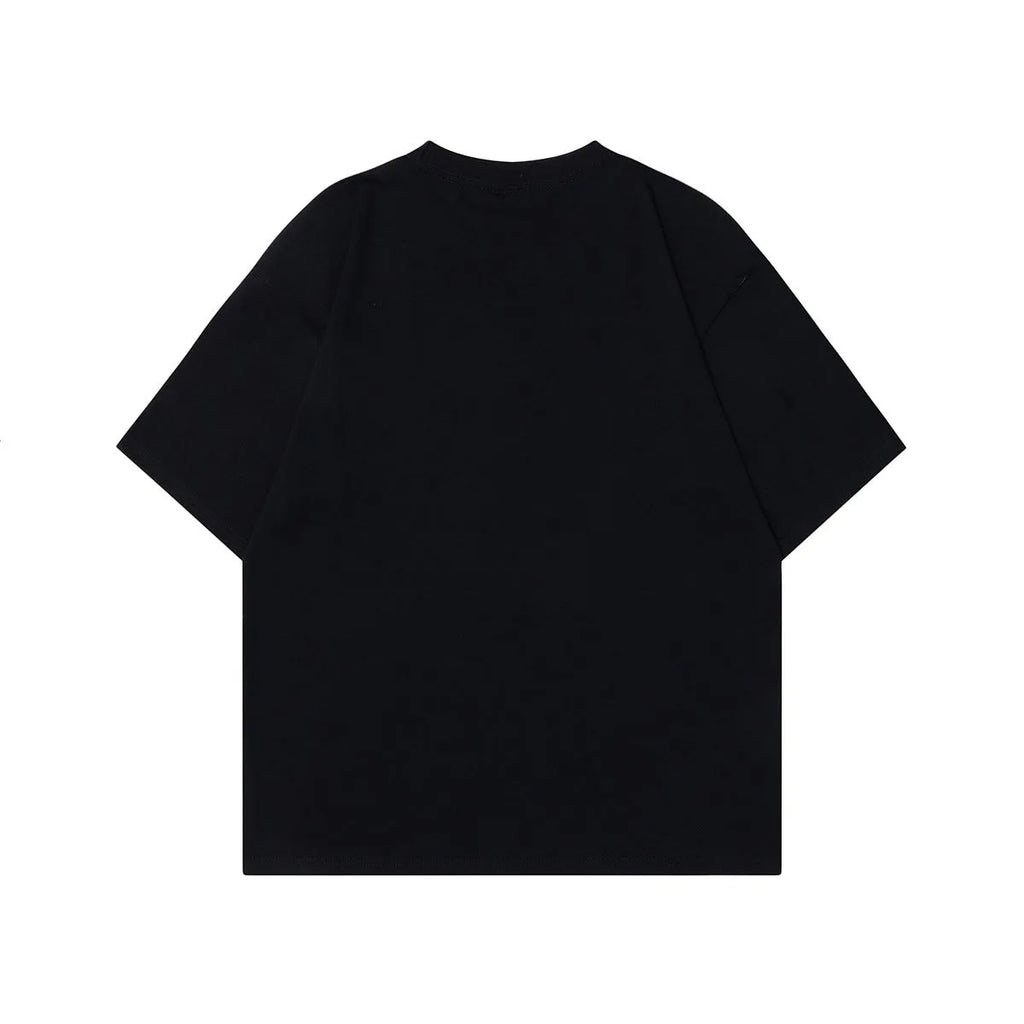 Men's grey retro character design cotton T-shirt with short sleeves and loose fit