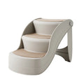 Foldable plastic pet stairs in beige colour with non-slip mats on each step