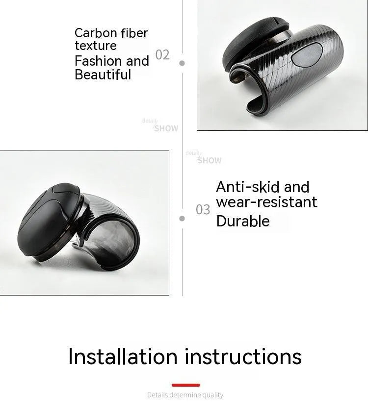 Black and blue silicone steering wheel assist balls with metal bearing boosters showing 9cm by 6cm dimensions