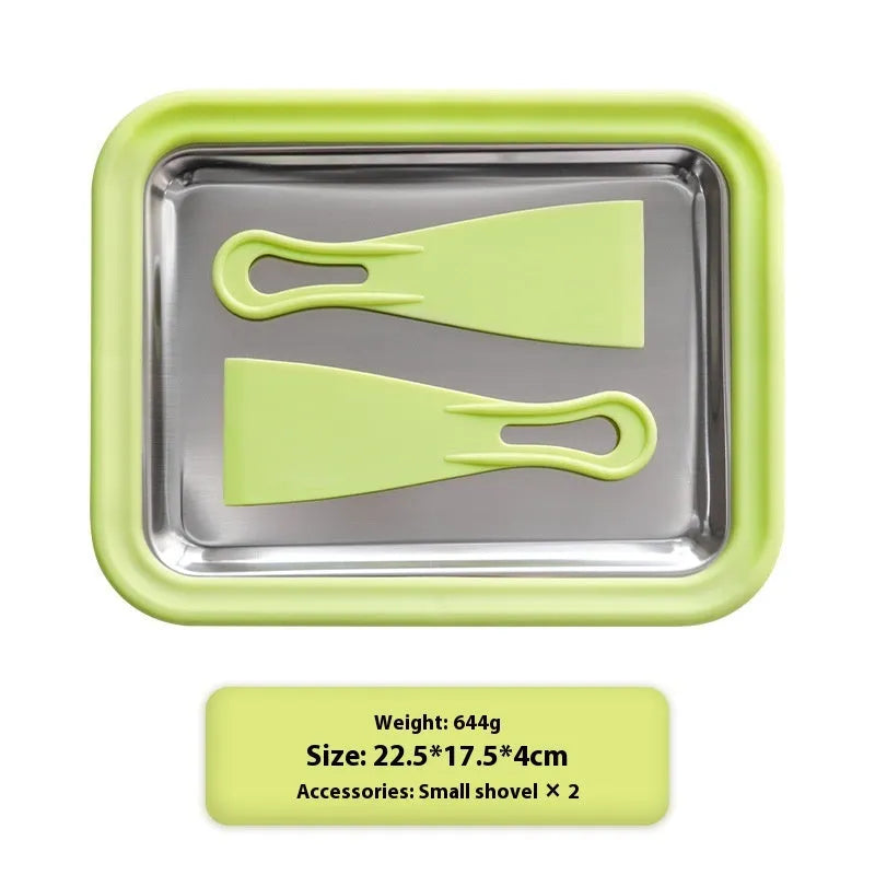 Manual DIY fried yogurt machine in green, pink, rose red, or white colour measuring 22.5cm by 17.5cm