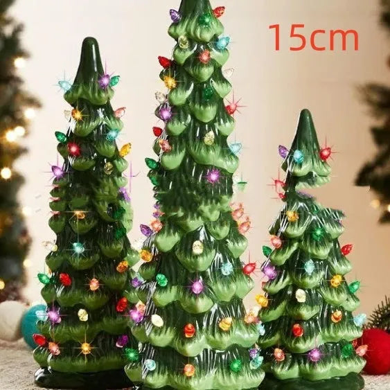Resin Christmas tree decoration ornament with European style design in colour or warm light options