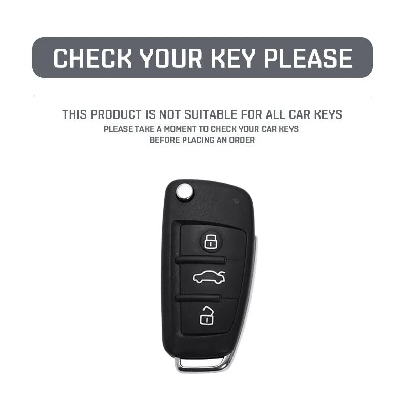 Carbon fibre style car key cover with mirror elements in carbon and white colour options