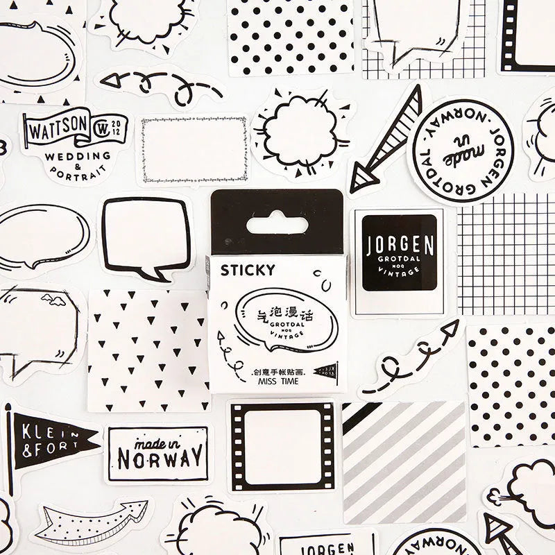 Box of 46 cartoon children's journal decorative stickers with small pattern designs