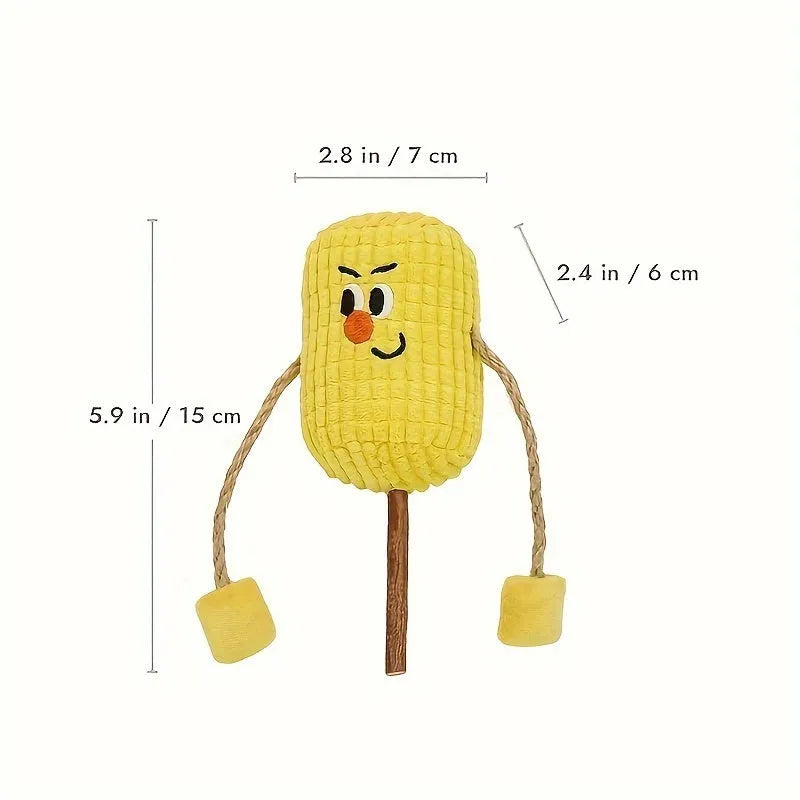 Natural corn cob cat chew toy with dimensions 7x6x15cm for dental care