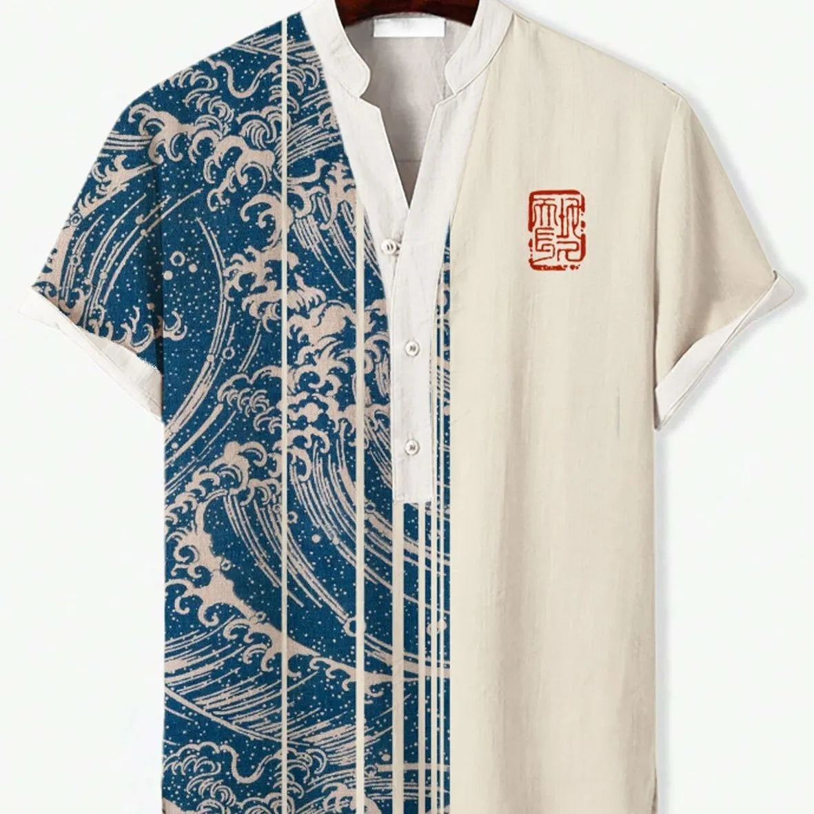 Men's 3D digital animal print short sleeve shirt showing graphic detail and colour options