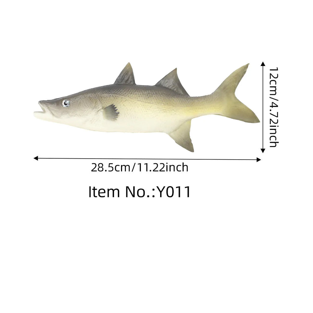 PU simulated fish ornaments set showing yellow-fin tuna, yellow fin tuna and small tuna aquarium decor models