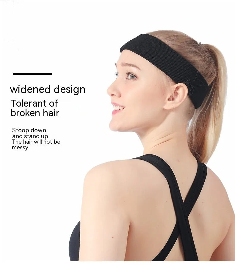 Elastic widening sports sweat band in solid colours: black, red, blue, rose red, sky blue.