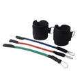 Black polypropylene pull rope set for taekwondo and explosive leg force training.