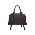 Women's genuine leather retro shoulder bag in horizontal square shape with double straps