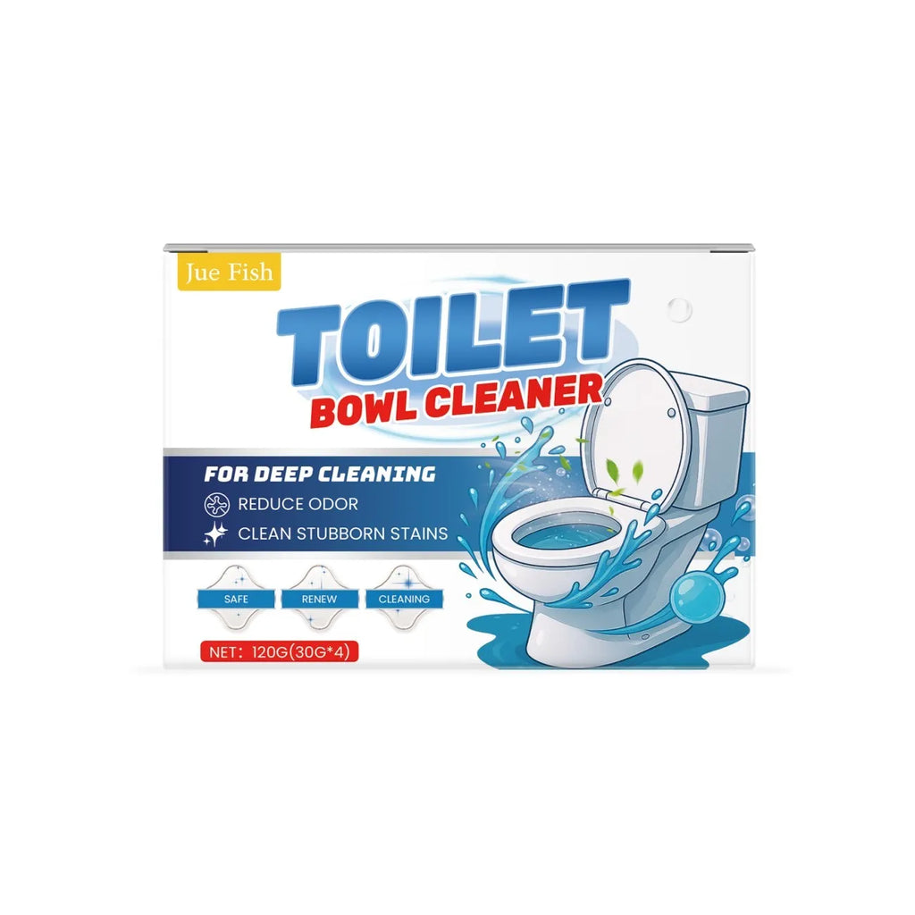 Pack of toilet cleaning powder showing four individual 30g sachets, total 120g.
