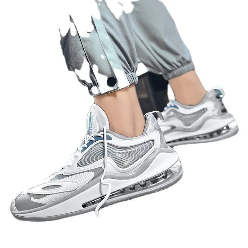 Men's summer air cushion casual shoes in Space Black with height increasing design and rubber sole