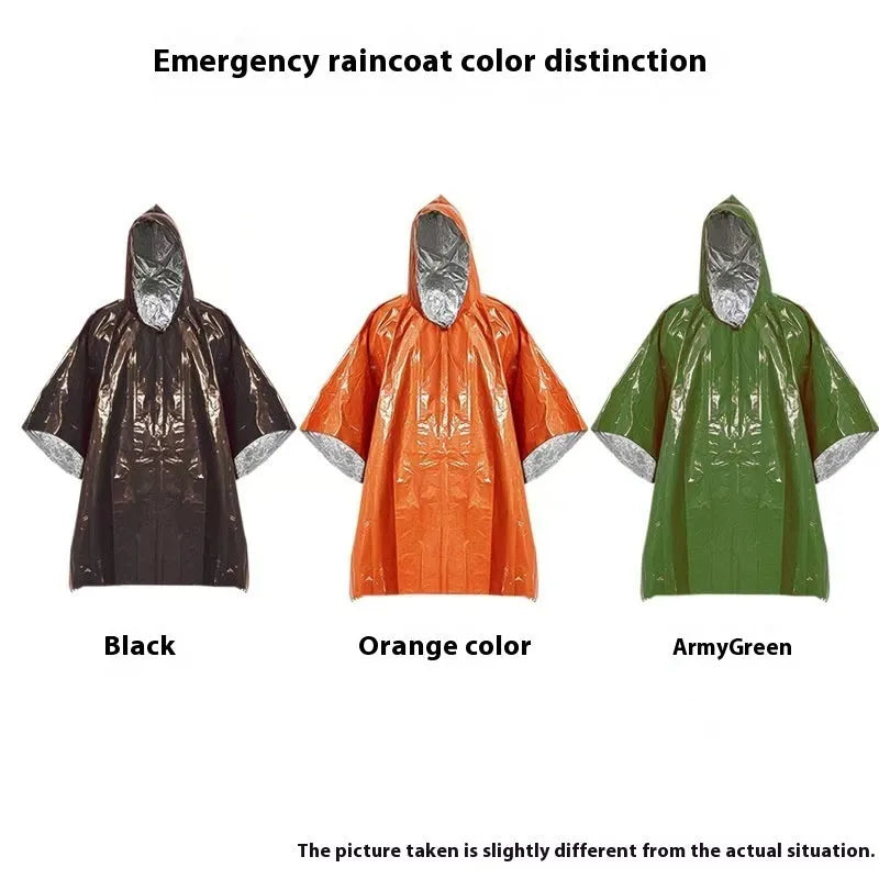 Multifunctional marathon raincoat in orange or army green, 100 x 130 cm waterproof jacket with hood