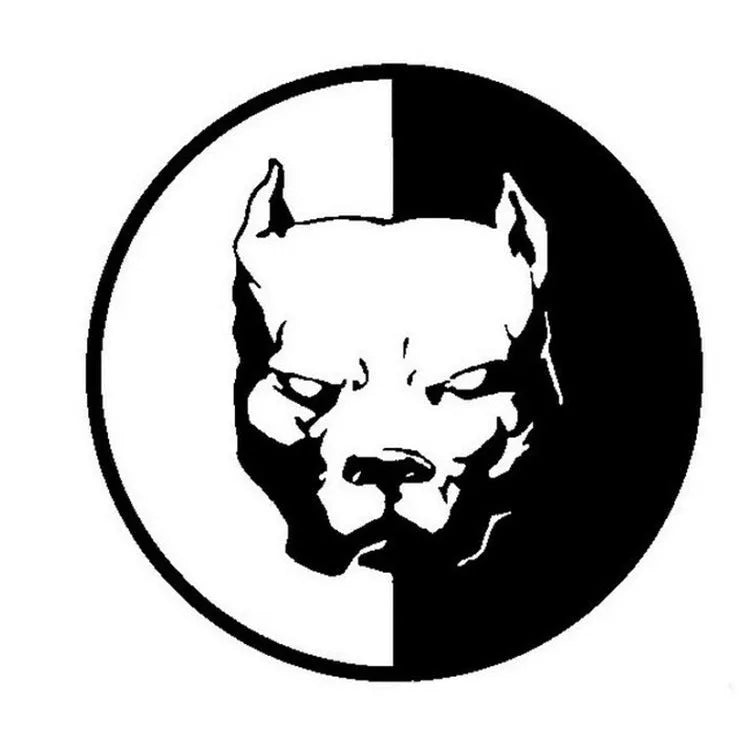 Reflective car sticker with a bulldog design in black, white, or red, measuring 12x12cm.