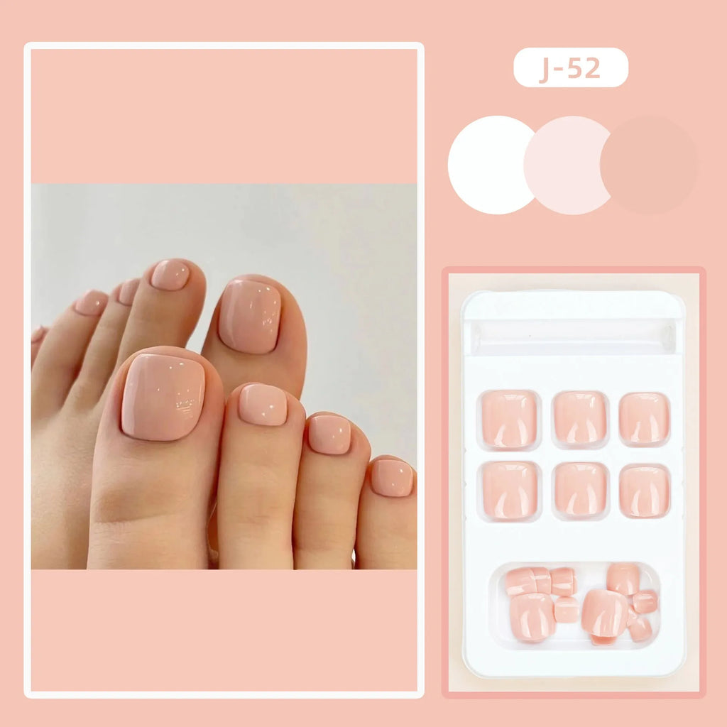 Plastic toe nail stickers set with adhesive glue in skin colour J-52 design