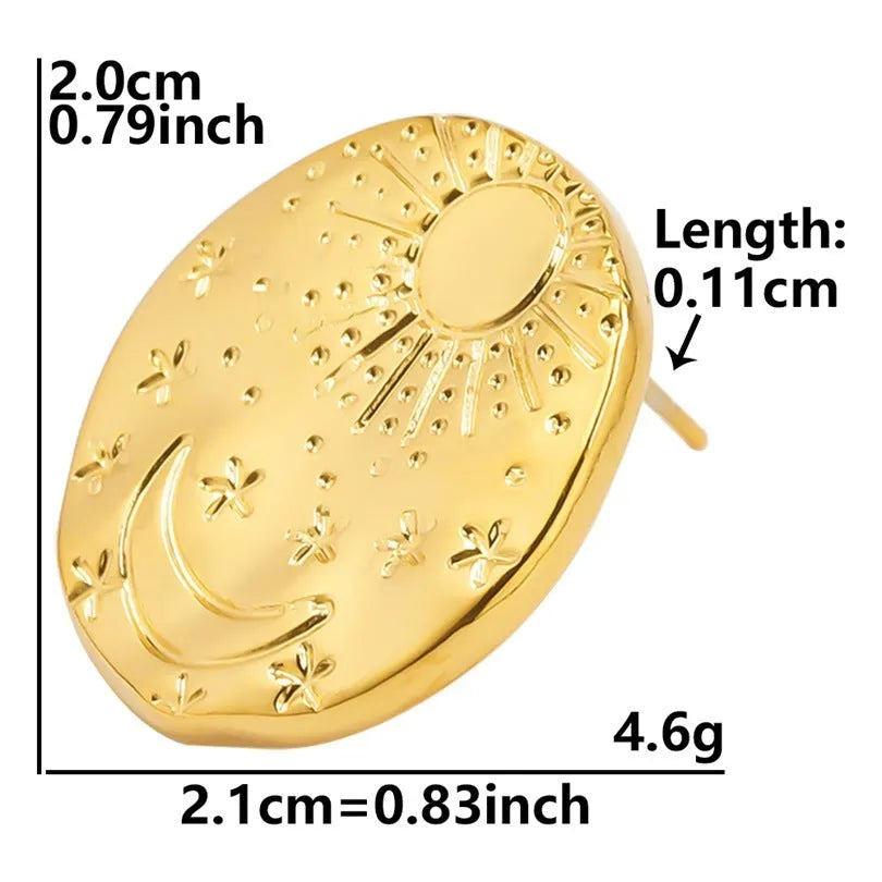 304 stainless steel geometric shell design stud earrings in gold and silver electroplated finish options