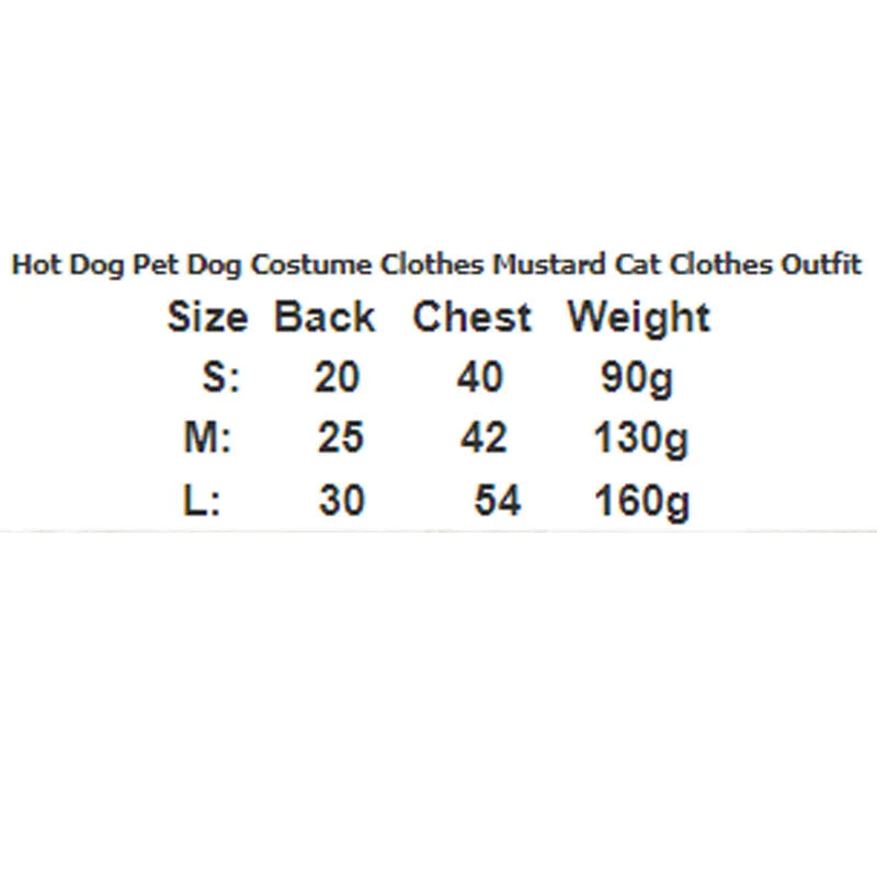 Funny hot dog costume for small dog with elastic belly strap and hook-and-loop fastener