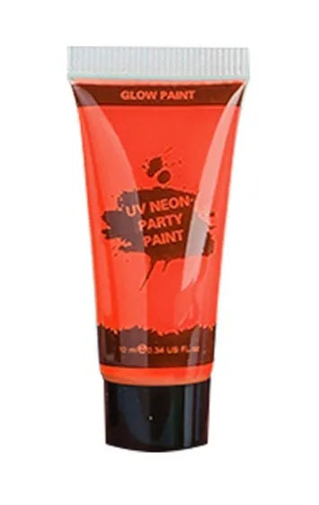 Non-toxic neon face and body paint tubes in red, yellow, green, purple, orange and pink colours.