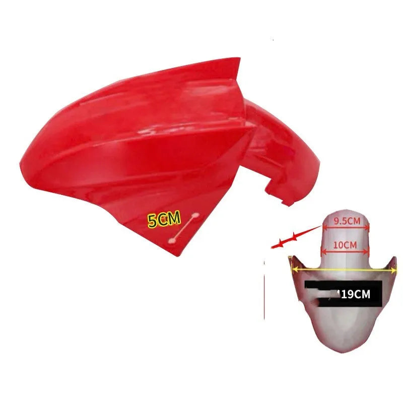 ABS plastic front wheel fender for an electric car, shown in a choice of colours including red, white, and black.