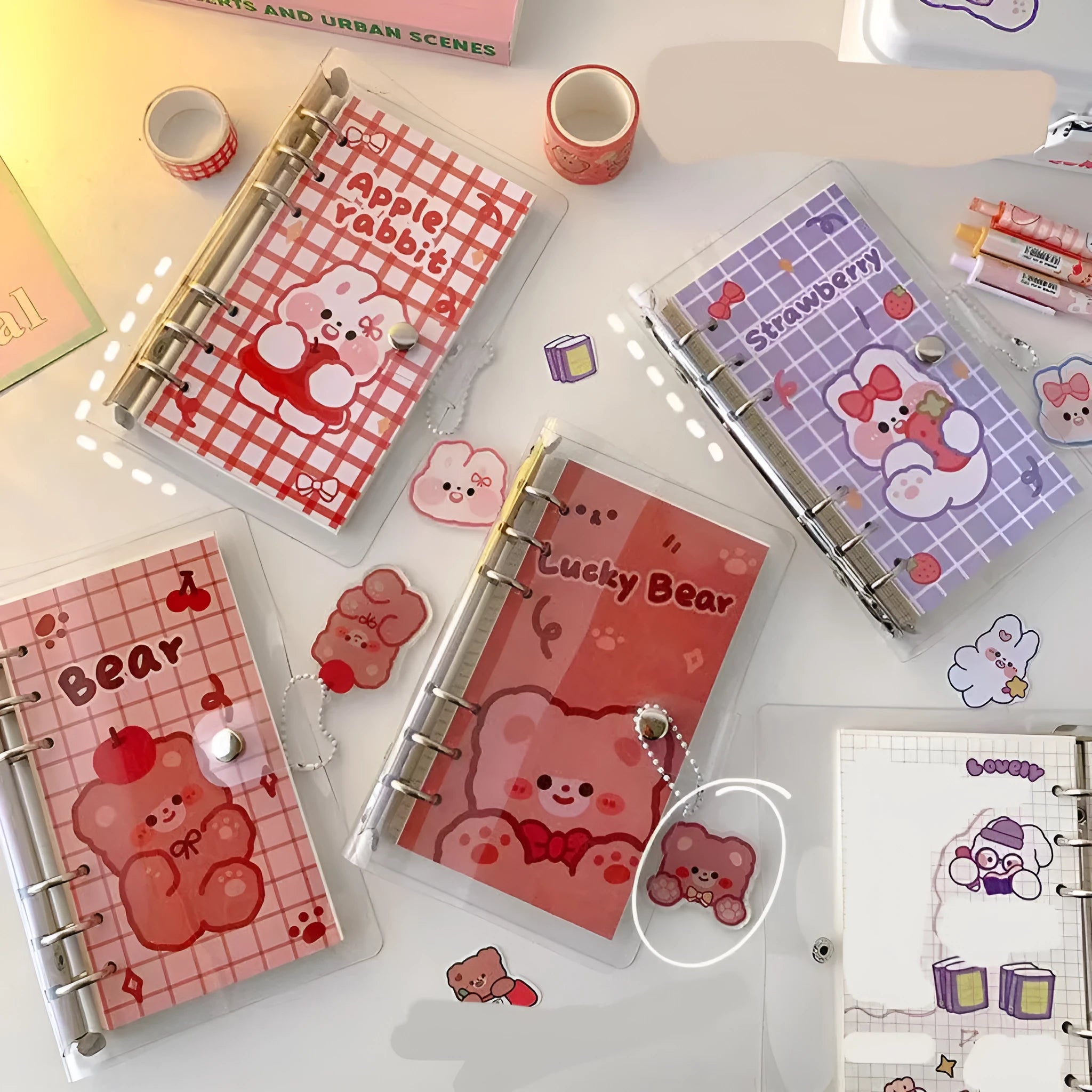 A6 loose-leaf notebook with girl heart character design, 80 sheets, 6-hole punch for student binders