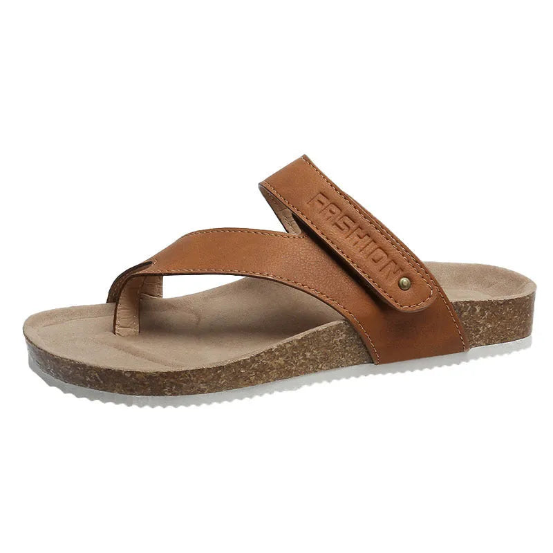 Flat toe ring flip-flops in blue with thick foam sole and artificial PU upper