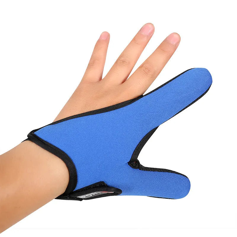 Two-finger fishing glove showing microfiber palm and diving cloth back in camouflage pattern