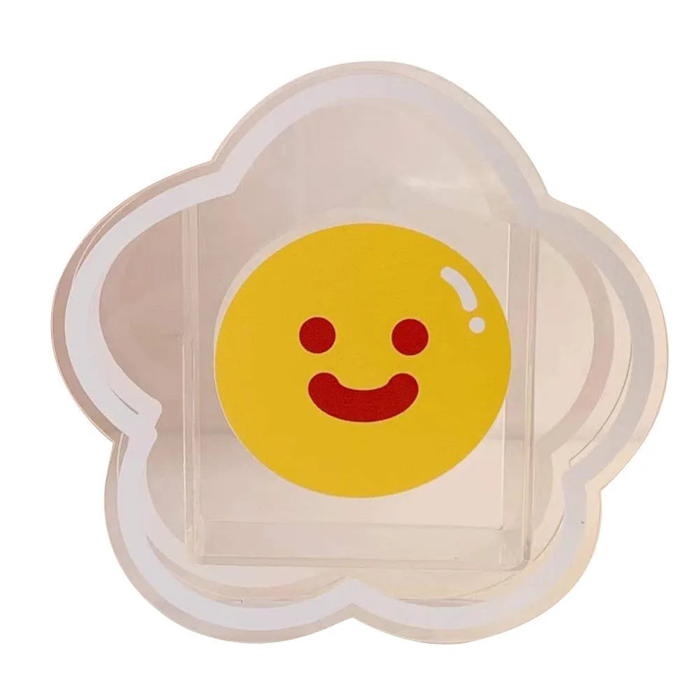 Clear square acrylic desk storage box with a choice of creative designs like strawberry rabbit and bow tie frog.