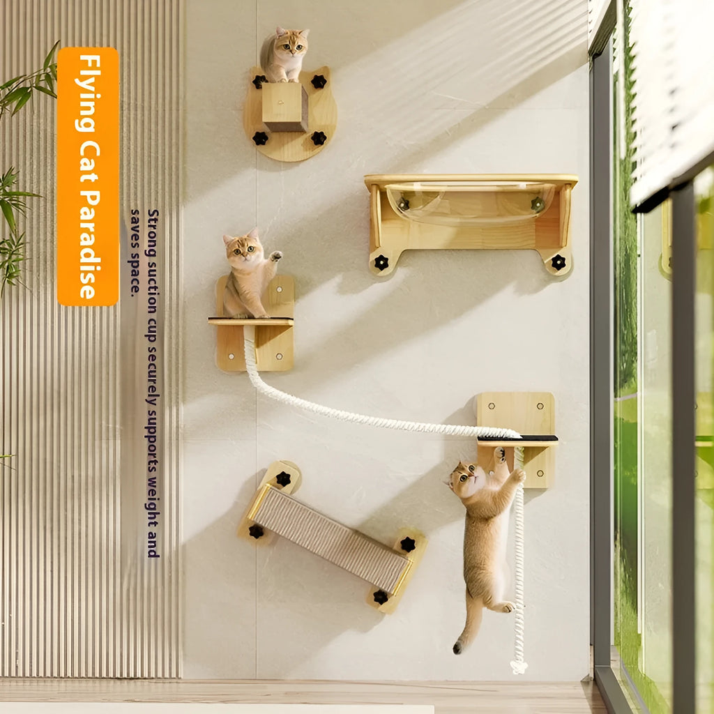 Sisal cat scratching post with space capsule design and sucker mount attachment