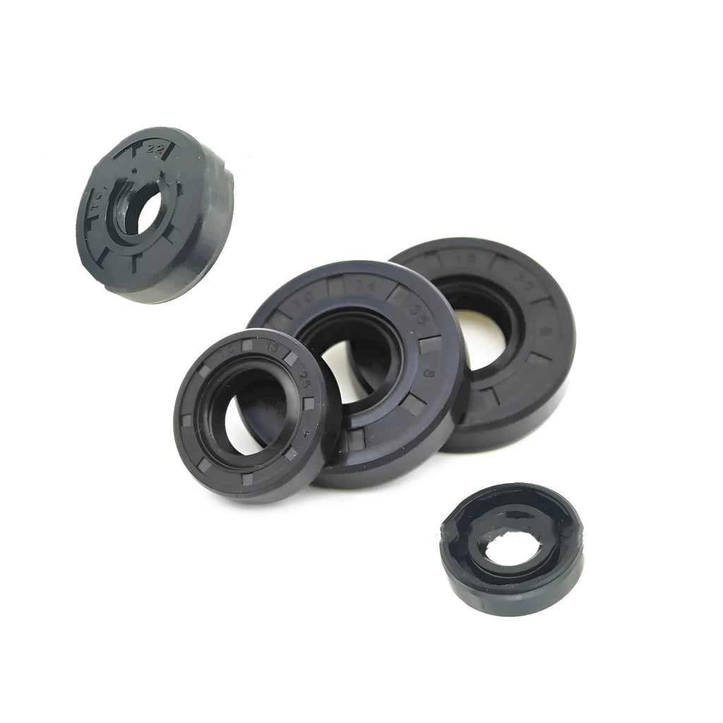 AG100 motorcycle engine oil seal kit with six rubber seals in varying thicknesses