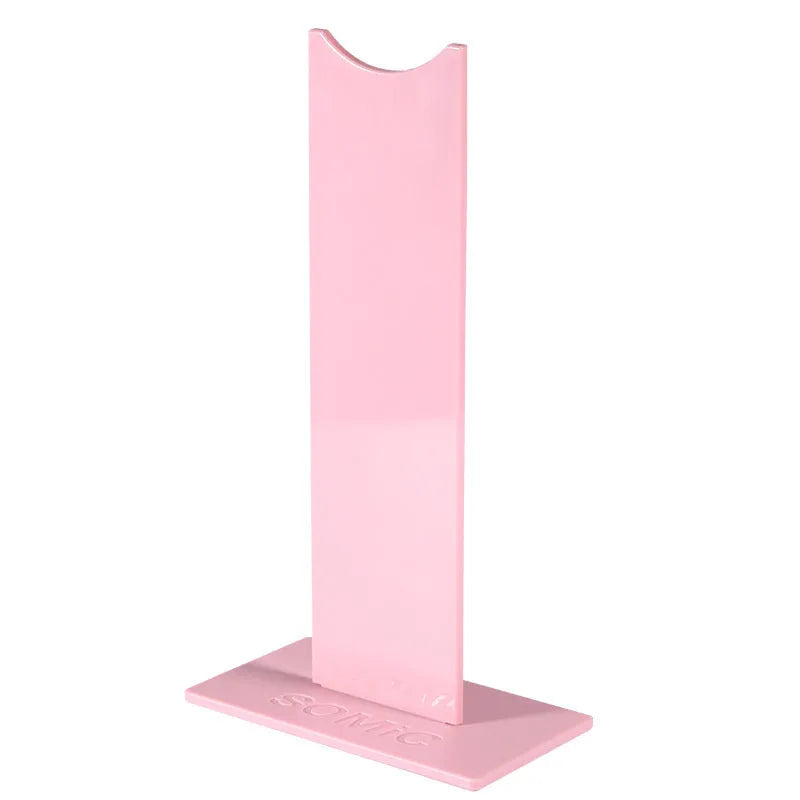 Pink and black detachable headphone stand with non-slip silicone base for gaming headsets