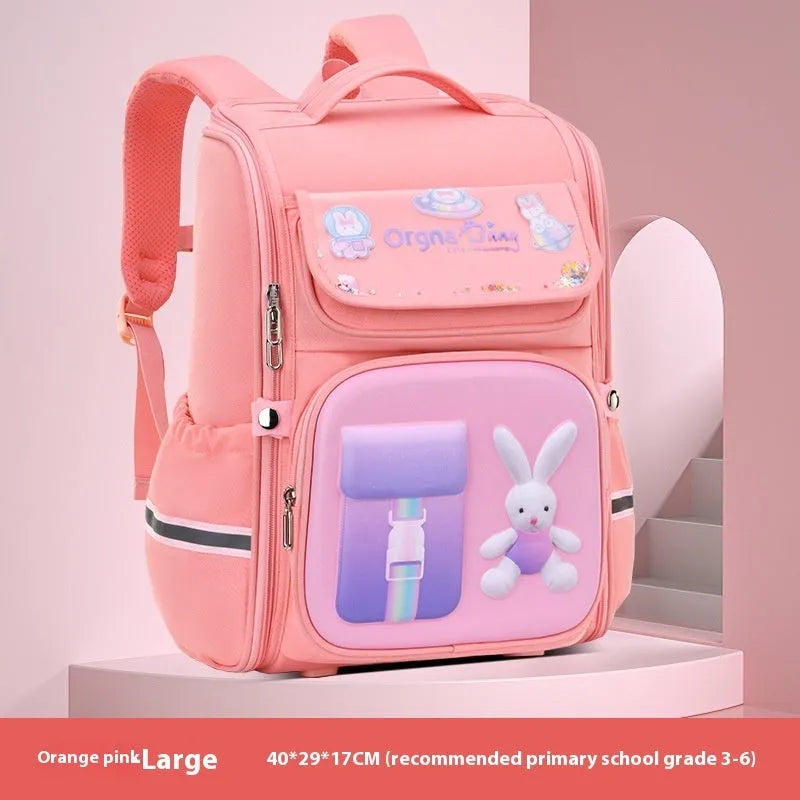 Children's large capacity cartoon backpack with airpillow straps in spaceman blue red colour
