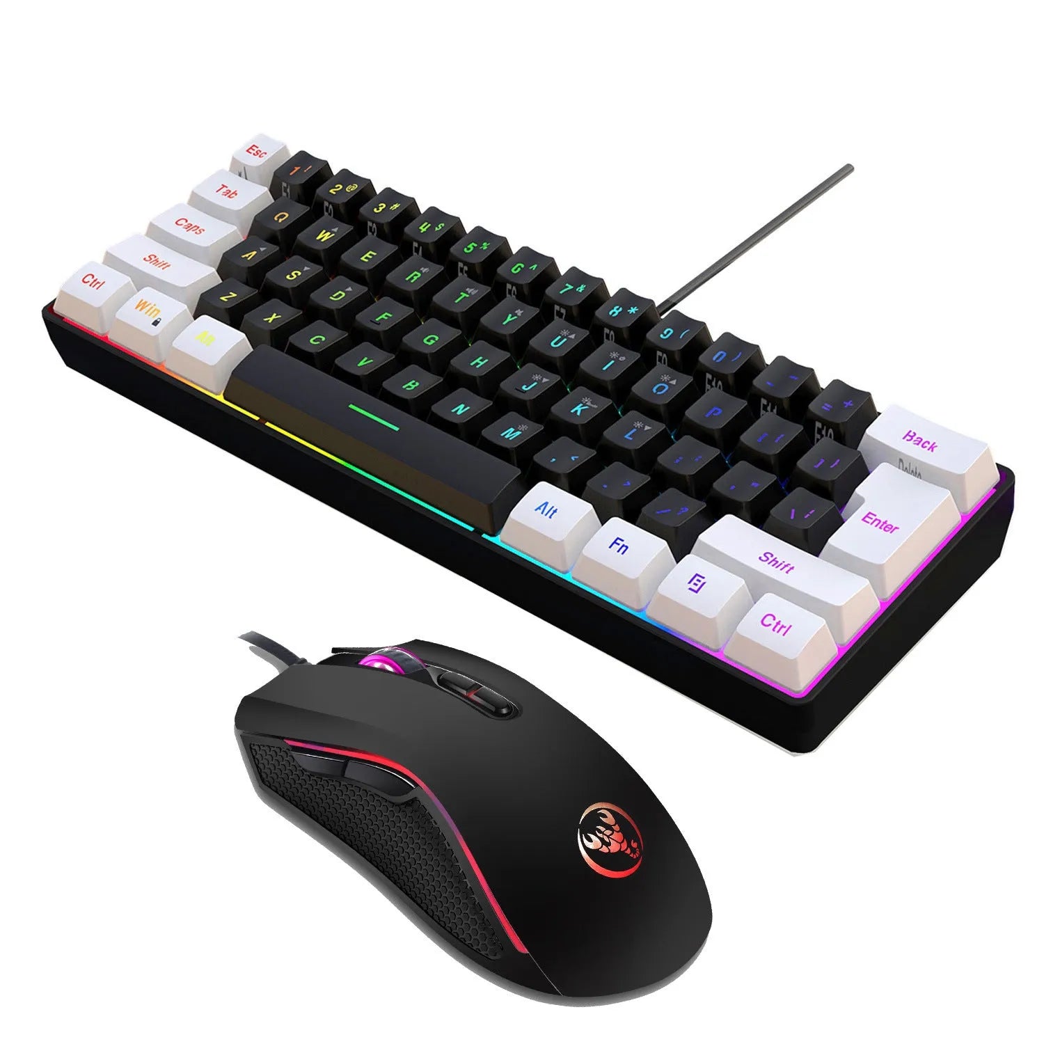 V700WB wireless gaming keyboard and mouse combo in white and black mixed colour with backlight