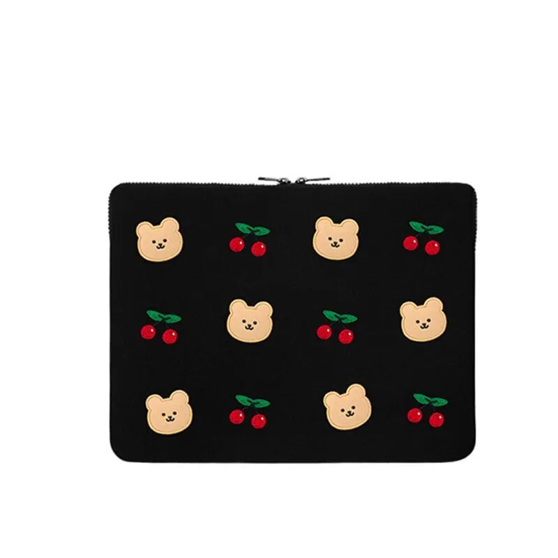 Embroidered laptop sleeve with animal pattern for 13.6-inch to 15.6-inch computers