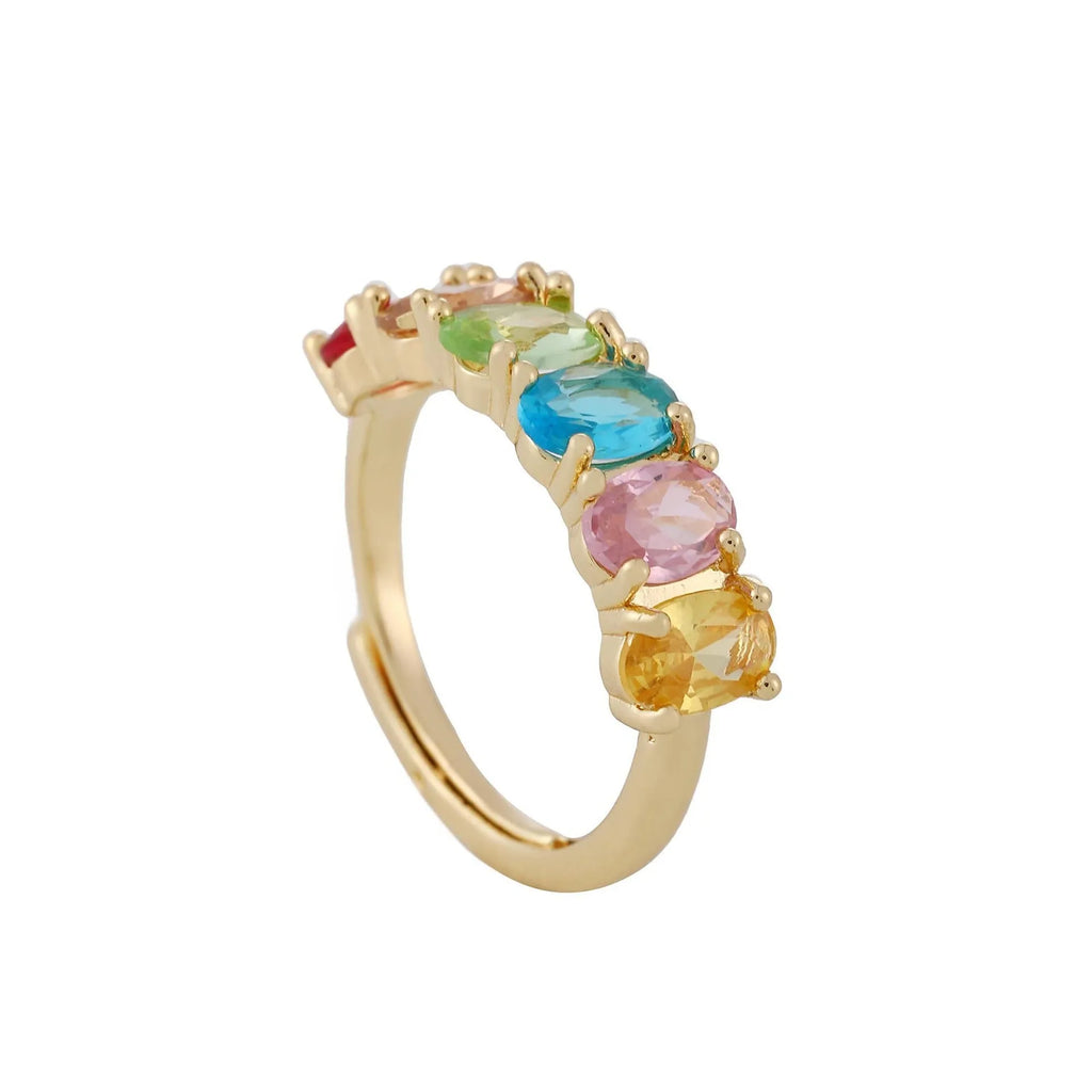 Women's gold adjustable zircon ring with retro European American styling