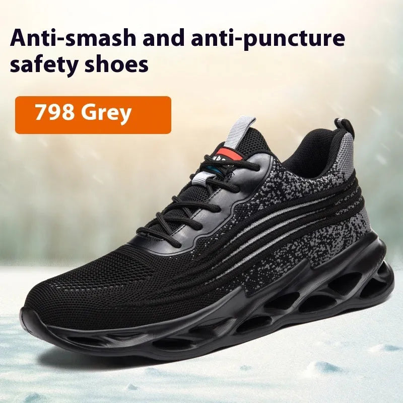 Labour protection shoes with leather upper and rubber sole in multiple colour options