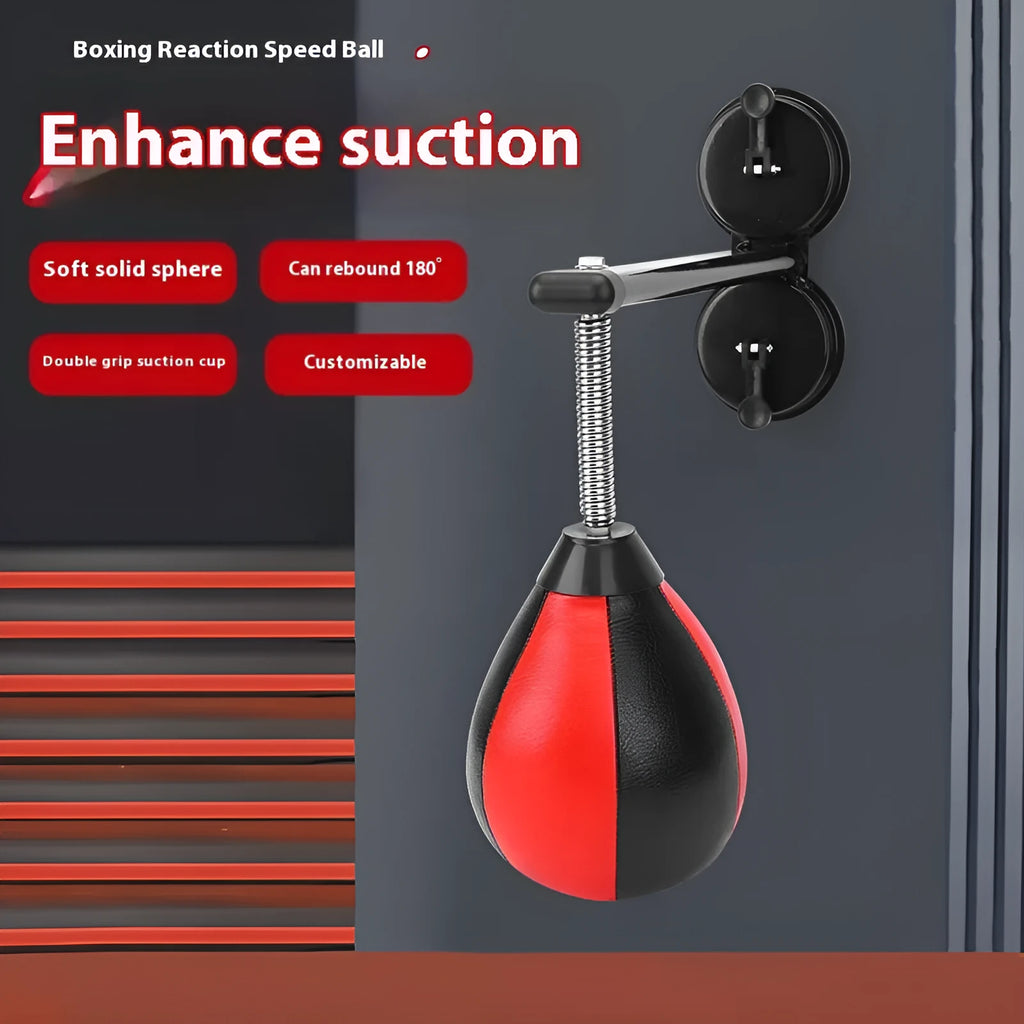 Pear-shaped boxing speed ball with double suction cups and PU construction for home training