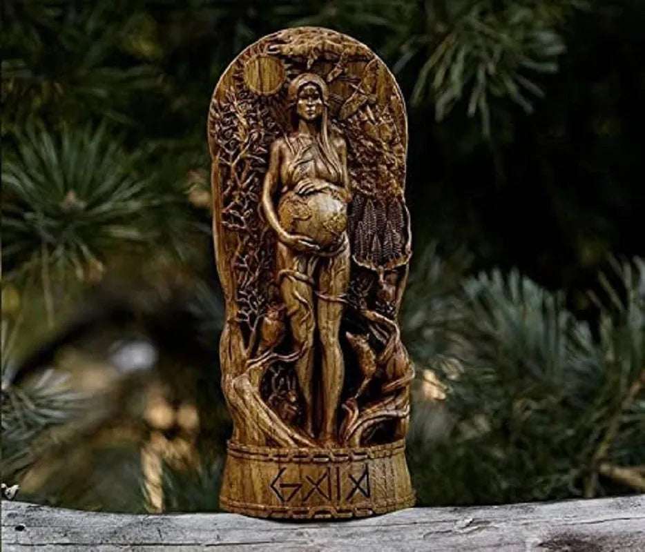 Small resin statue of a Greek goddess for altar or garden, in one of three colour choices.
