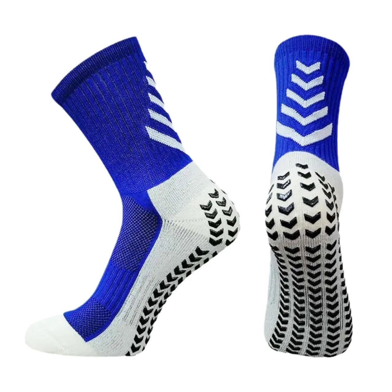Men's mid-calf athletic socks with geometric patterns and non-slip silicone grip in multiple colour options